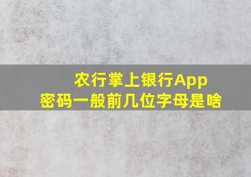 农行掌上银行App 密码一般前几位字母是啥